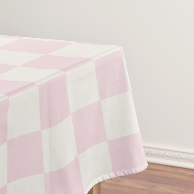 Mantel Blush Pink & Warm White Modern Checkered (In Situ)