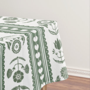 Mantel Boda con estampado botánico verde y blanco