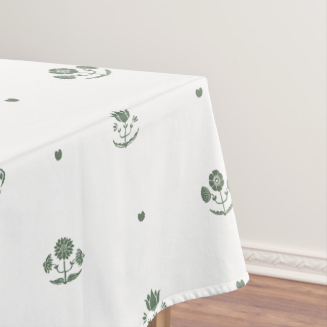 Mantel Boda con estampado botánico verde y blanco (In Situ)