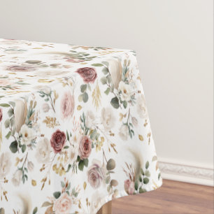Mantel Boda de Acuarela Otoñal con Rosas Polvorientas