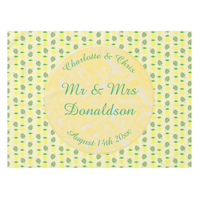 Mantel Boda de verano tropical Piña y hojas de palmera (Frente (Horizontal))