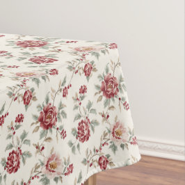 Mantel Boda floral crema roja bastante chic
