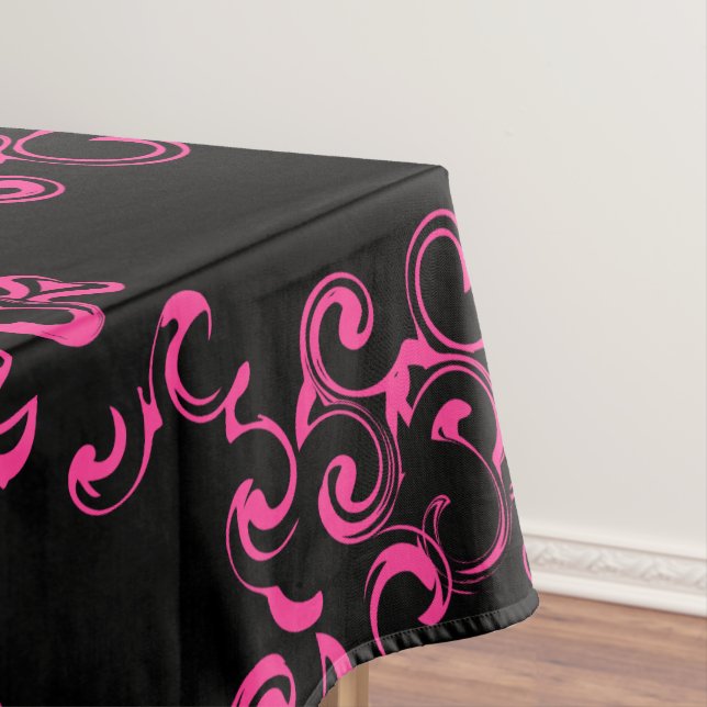 Mantel Boda gótico de Swirl Hot Pink and Black Swirl (In Situ)