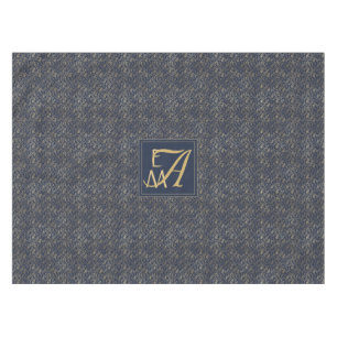 Mantel Boda Monograma de Navy Blue Gold de recién casadas