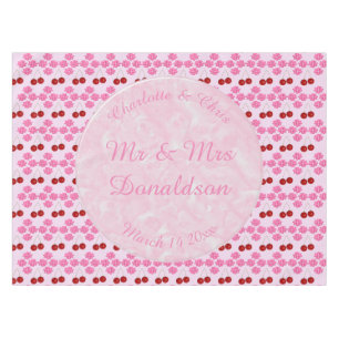 Mantel Boda Primavera Rosa Flor de cerezo y cerezas