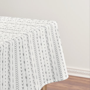 Mantel Boho Abstracto Flecha Raya Geométrico Blanco Gris