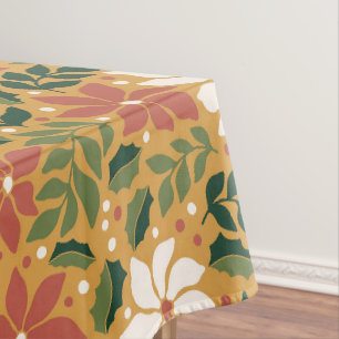 Mantel Boho Amarillo Verde Rojo Floral Navidad Fiesta