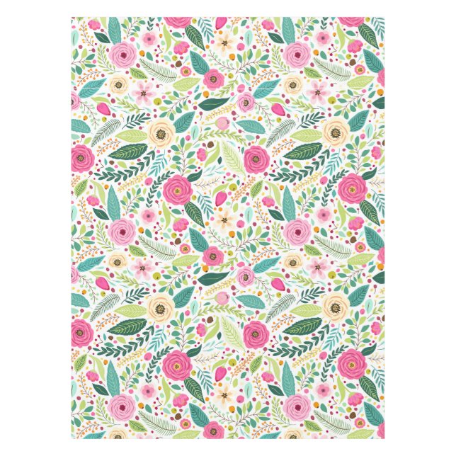Mantel Boho caprichoso Pink rose garden (Anverso)