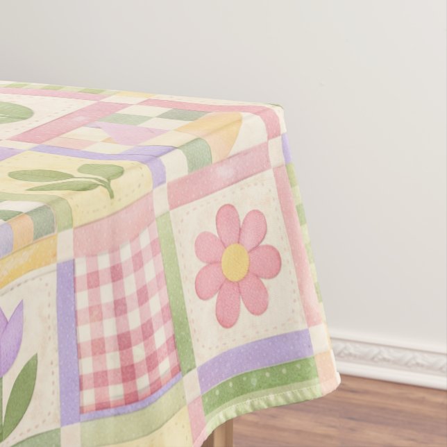 Mantel Boho Chic Pink & Green Quilt Floral Patchwork (In Situ)