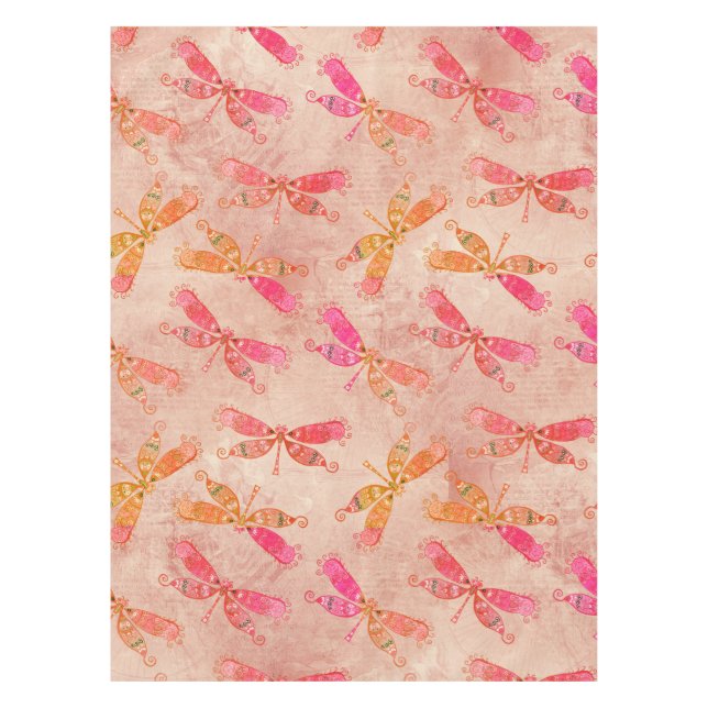 Mantel Boho Dragonflies en rosa (Anverso)