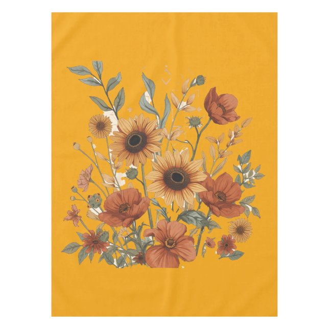 Mantel Boho Floral Tableclol - Tones de tierra cálidos (Anverso)