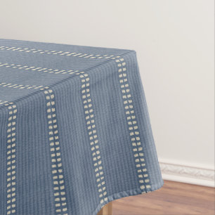 Mantel Boho geo líneas sencillas beige denim azul rústico