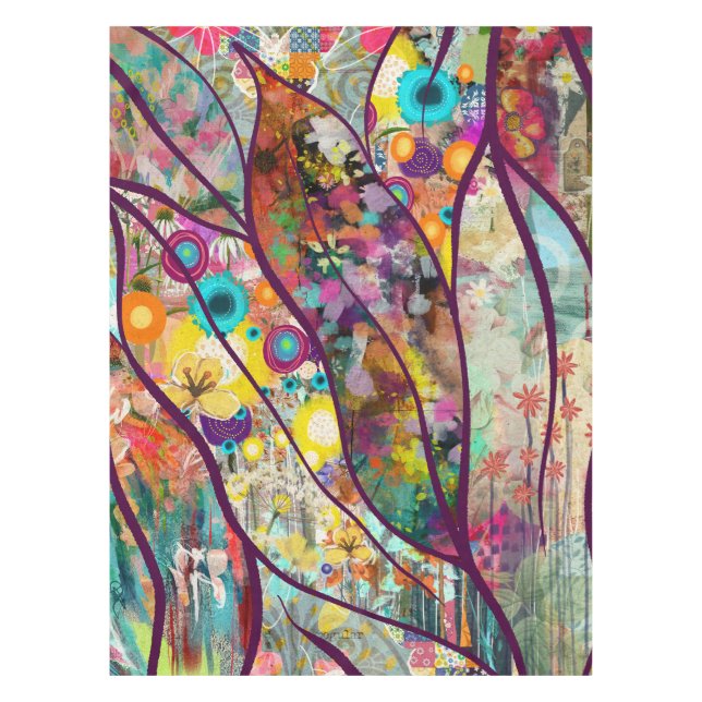 Mantel Boho Kaleidoscope - Arte floral inspirado en la na (Anverso)