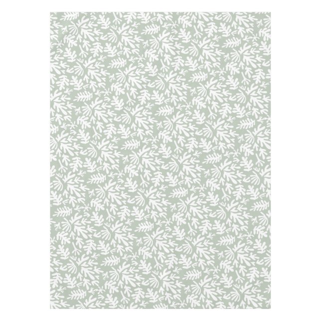 Mantel Boho Matisse Formas Botánicas Patrón Sage Verde (Anverso)