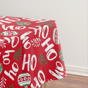 Mantel Bolas de Navidad Rojas y Verdes Ho Ho Ho Rojas