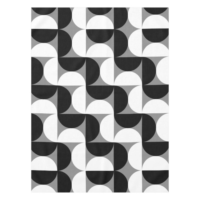 Mantel Bolas de patrón del siglo medio blanco negro (Anverso)