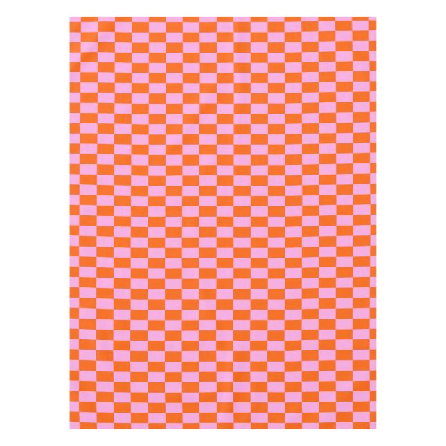 Mantel Bold Pink Orange Modern Geometric Check Pattern (Anverso)