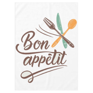 Mantel Bon Appétit Cocina Decoración Cubertería Ilustraci