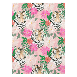 Mantel Bonito acuarela Flor & Tigre Diseño rosa animal