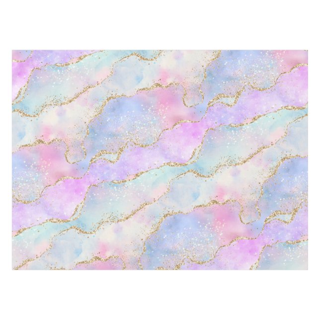 Mantel Bonito Pastel Agate | Vena acuarela Purpurina de o (Frente (Horizontal))