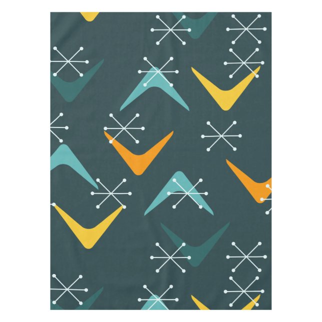 Mantel Boomerangs Estallidos de Estrellas Teal de Mitad d (Anverso)