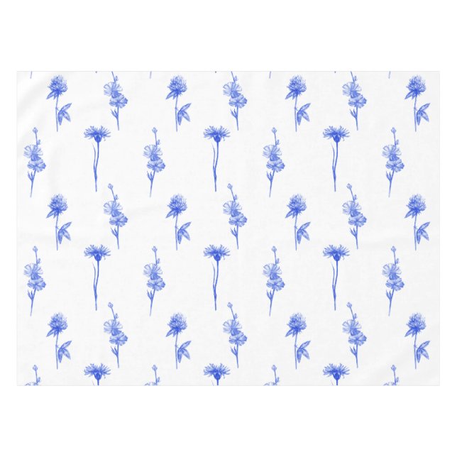 Mantel Botanical Elegant Blue Floral Flowers (Frente (Horizontal))