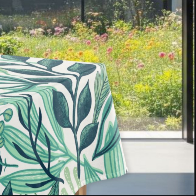 Mantel  Botanical style tablecloth, green leaf tablecloth (Subido por el creador)