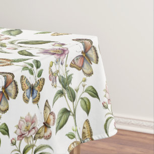 Mantel Botánico floral vintage con mariposa