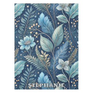 Mantel Botánico Intrincado Azul y Verde -Azul oscuro estr