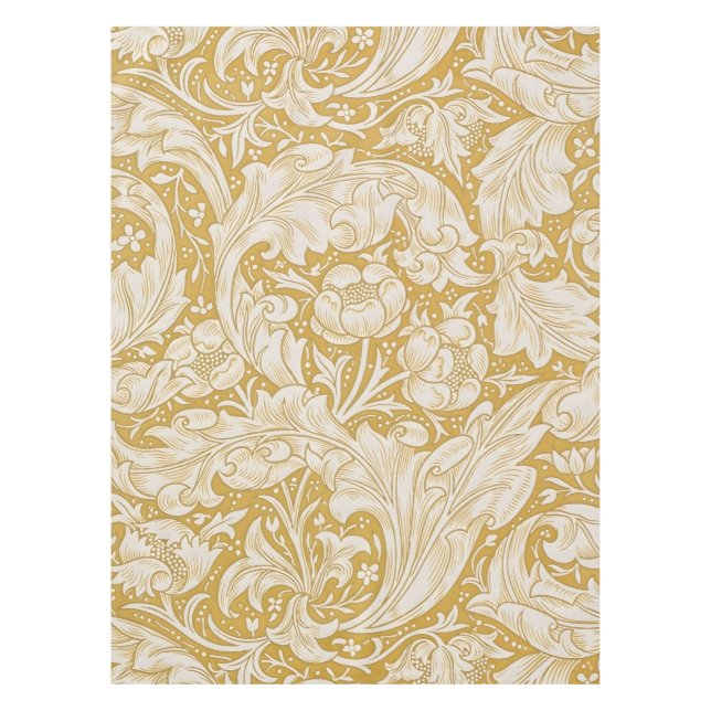 Mantel Botón de soltero floral dorado de William Morris (Anverso)