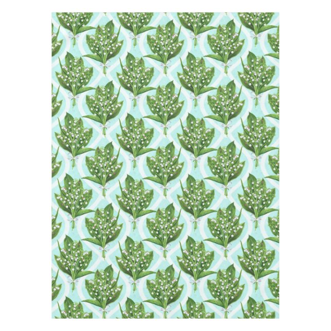 Mantel Bouquet de lirio del valle flores en azul (Anverso)