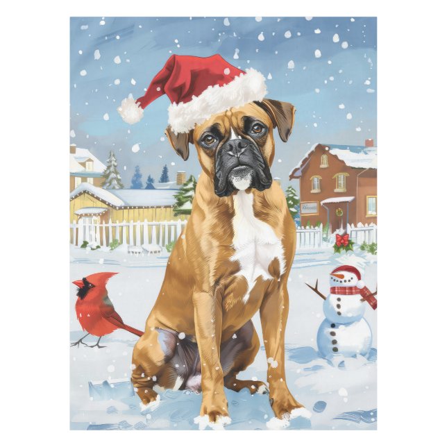 Mantel Boxer Dog Winter Wonderland Navidades Alegría (Anverso)