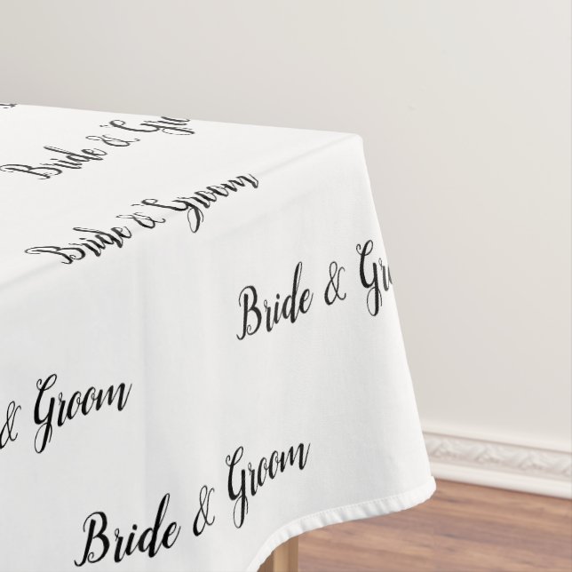 Mantel Bride Groom Tipografía Blanca Negra (In Situ)