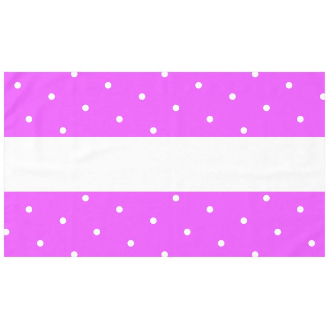 Mantel Brillantes franjas con puntos de Polka Blanco Rosa (Frente (Horizontal))