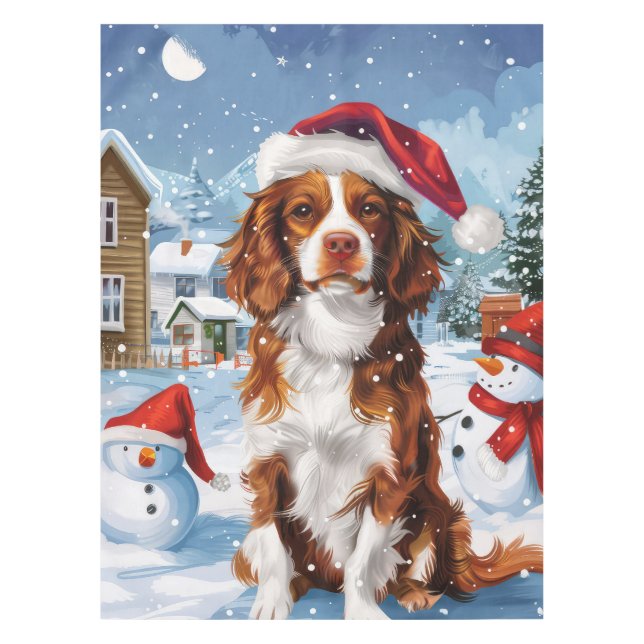 Mantel Brittany Spaniel Dog Winter Wonderland Navidades (Anverso)