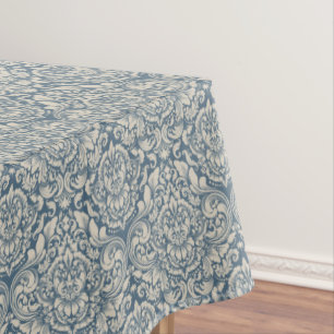 Mantel Brocade de Damask de época florece en azul