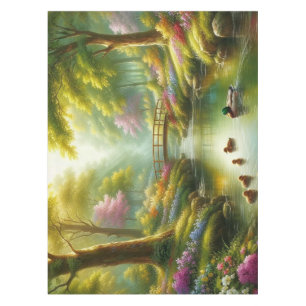 Mantel Brook de primavera con patos/flores