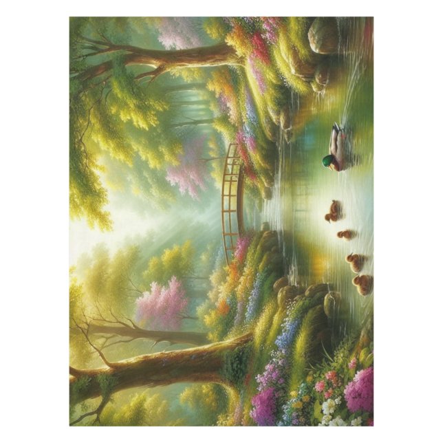 Mantel Brook de primavera con patos/flores (Anverso)