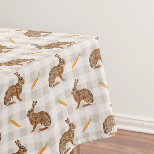 Mantel Brown Hare And Carrots Beige Pattern Cute Easter (In Situ)