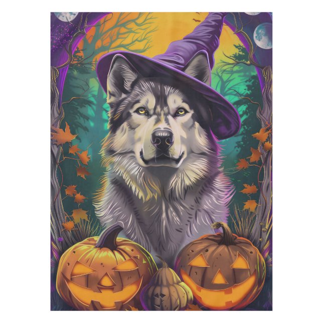 Mantel Bruja y calabaza de Halloween en Malamute (Anverso)