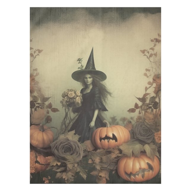 Mantel Brujería de Halloween vintage (3) (Anverso)