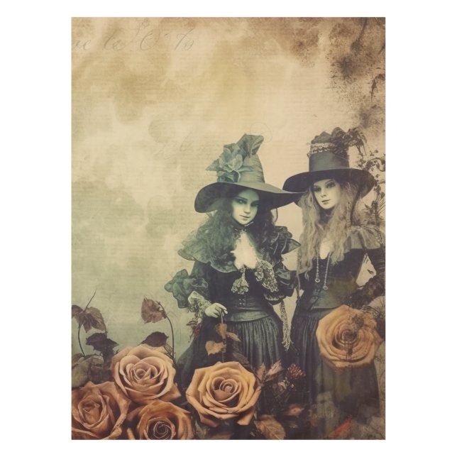 Mantel Brujería de Halloween vintage (7) (Anverso)