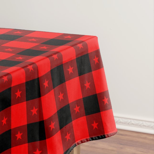 Mantel Búfalo lindo con estrellas Rústico negro y rojo (In Situ)