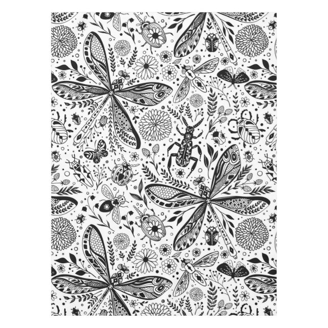 Mantel Bugs de garabatos en azul oscuro (Anverso)