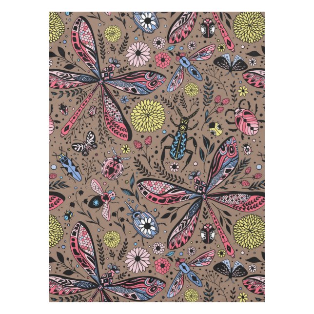 Mantel Bugs de garabatos en mocha marrón (Anverso)