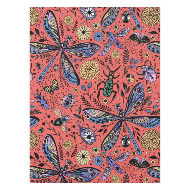 Mantel Bugs de garabatos en rojo coral (Anverso)