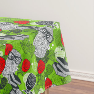 Mantel Búho en rosas rojas
