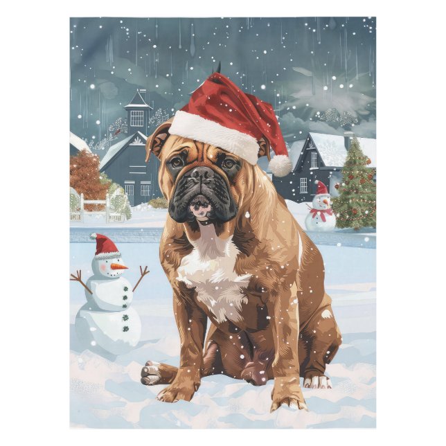 Mantel Bull Mastiff Dog Winter Wonderland Navidades Joy (Anverso)