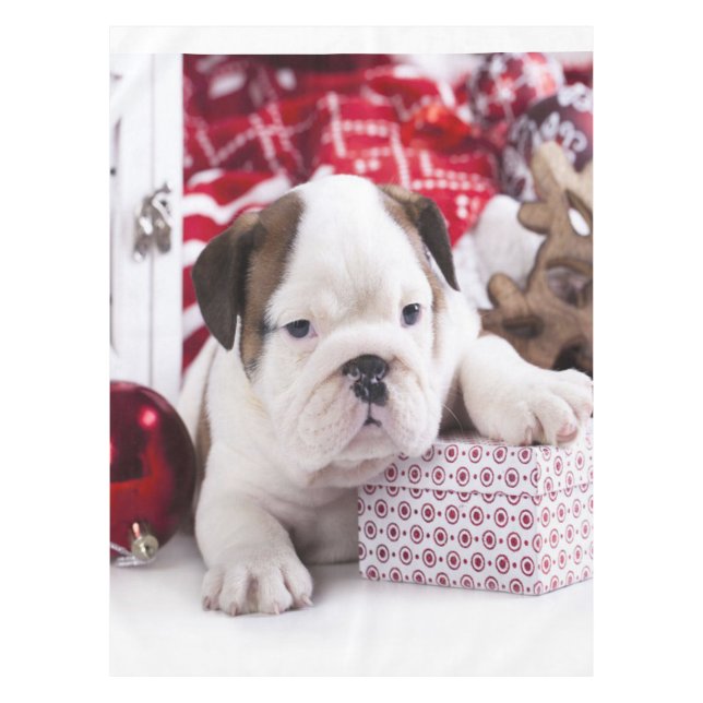 Mantel Bulldog inglés de cachorro suave | Navidades diver (Anverso)