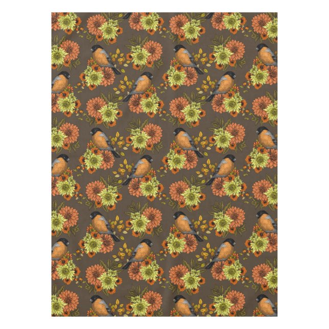 Mantel Bullfinch en florales otoñales (Anverso)